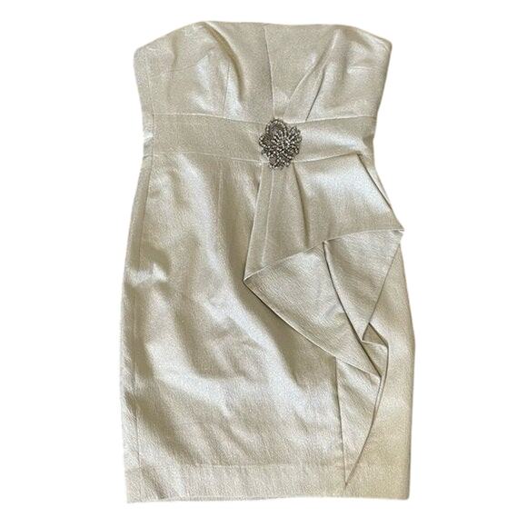 DAVID MEISTER Womens Strapless Embellished Evening Cocktail Mini Dress Size 8 - Picture 1 of 11